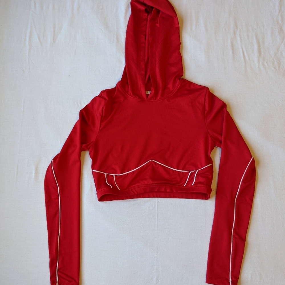 Red Long Sleeve Crop Top Sz S